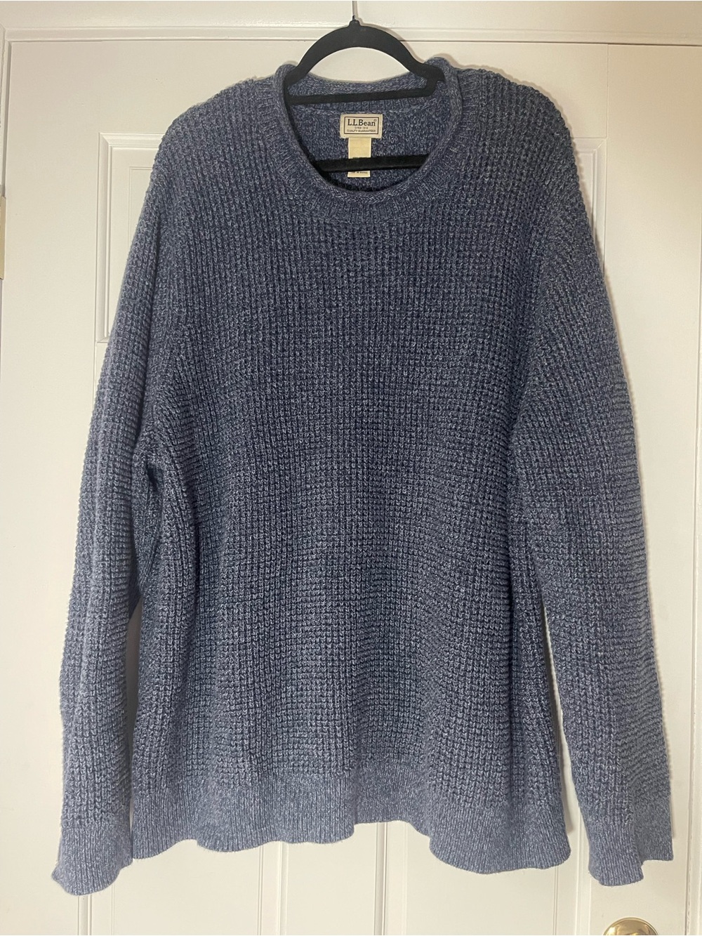 L.L. Bean Roll Neck Slate Blue Waffle-Knit Sweater